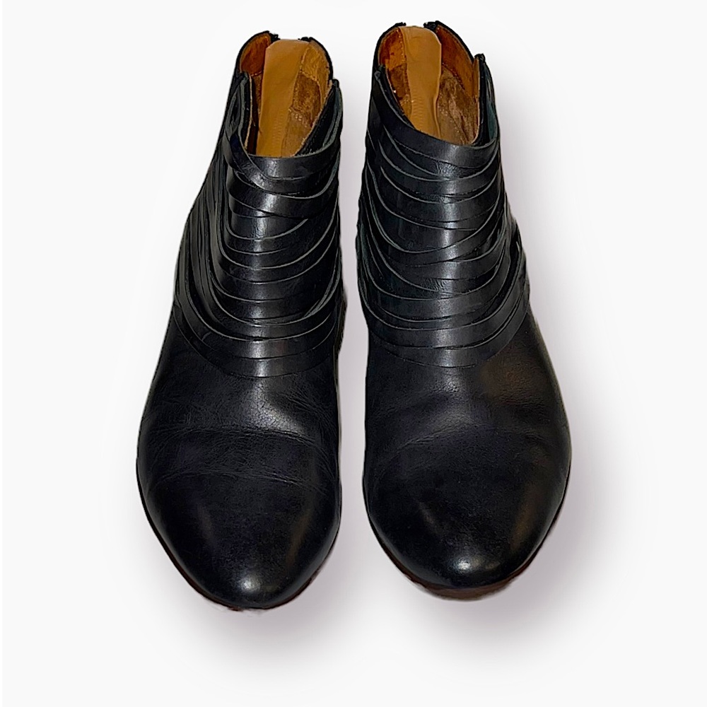 CLARKS Spye Celeste Leather Strappy Ankle Booties with the back zipper.